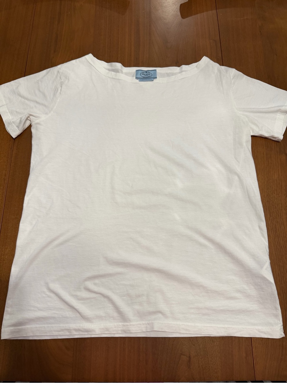 Prada White Logo-Detail Boatneck Tee